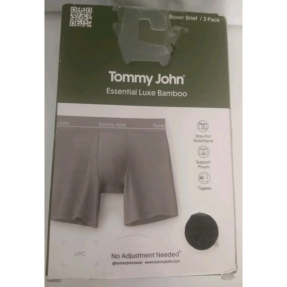 3-Pack TOMMY JOHN Essential Luxe Bamboo Boxer Briefs Black LARGE NWT